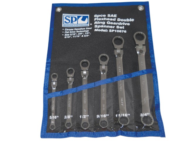 SP - SPANNER SET GEARDRIVE DOUBLE RING FLEX HEAD SAE 6P 